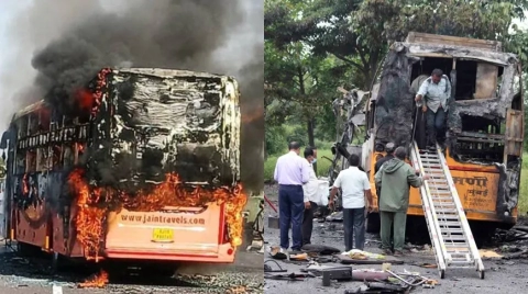 В Индии при пожаре в автобусе погибли не менее 19 человек
