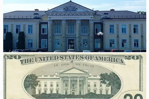 Белорусы нашли неожиданный «двойник» Белого дома на купюре в $20 — им оказался райисполком Жлобина