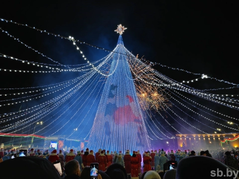 Гомель официально включил огни на главной новогодней ёлке в рамках праздника «Зажигаем ёлку вместе»